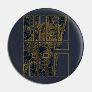 Chennai, India City Map Typography - Gold Art Deco Pin