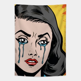 pop art crying girl Tapestry