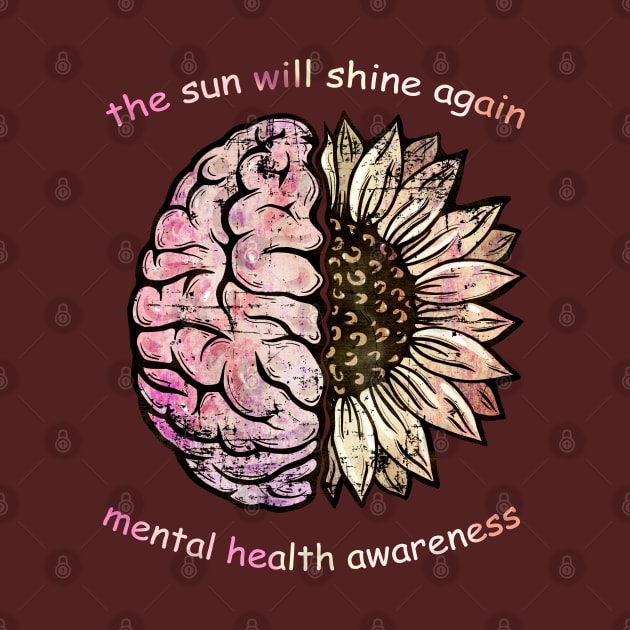 Brain Floral sunflower, Mental Health awareness by Collagedream