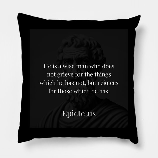 The Wisdom of Contentment: Epictetus's Guide to Joy Pillow by Dose of Philosophy