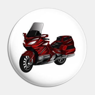 Touring motorcycle cartoon illustration Pin