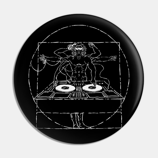 Cool Vitruvian Man DJ Disc Jockey Pin by Now Boarding