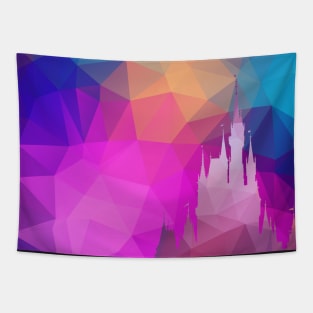 Geometric Magic Castle Silhouette Tapestry