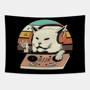 DJ Cat Meme Women Yelling Tapestry