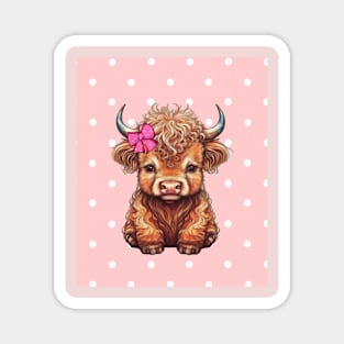 Highland Cow Cute Baby Cow Magnet
