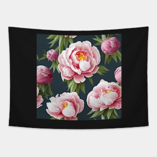 Watercolor peony painting Tapestry