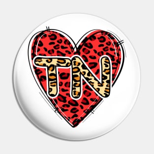 Love TENNESSEE Leopard Heart TN Pin