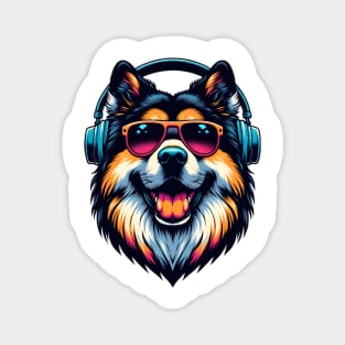 Eurasier Smiling DJ with Vibrant Sound Waves Magnet