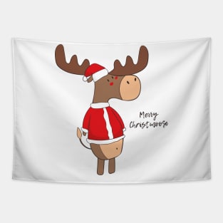 Merry Christmoose, Funny Cute Christmas Moose Tapestry