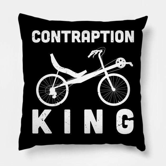 Contraption King / recumbent trike gift idea / recumbent lover present Pillow by Anodyle