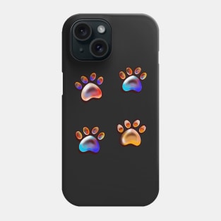 Cute Paw print pattern, psychedelic trippy colours colors Phone Case