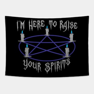 I'm Here To Raise Your Spirits in blue Tapestry