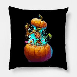 Funny pumpkin skeleton zombie Pillow