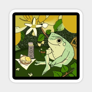 Just Another Frog Picnicing with Hot Coffee Lofi Hiphop Chilling in the Nature Magnet