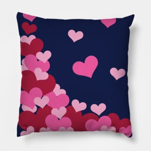 Hearts | Love | Pink | Dark Blue Pillow