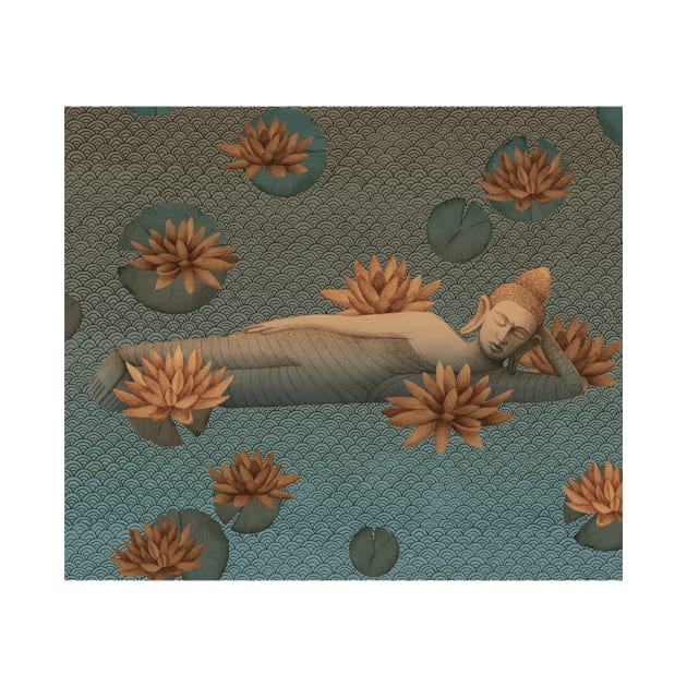 Sleeping Buddha with lotus flowers by KindSpirits