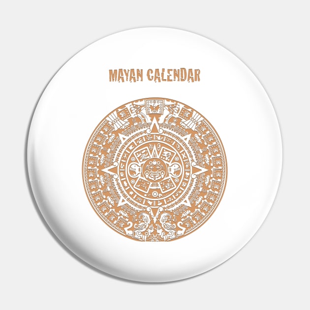 Ancient Mayan Calendar Symbol Pin by Whites Designs