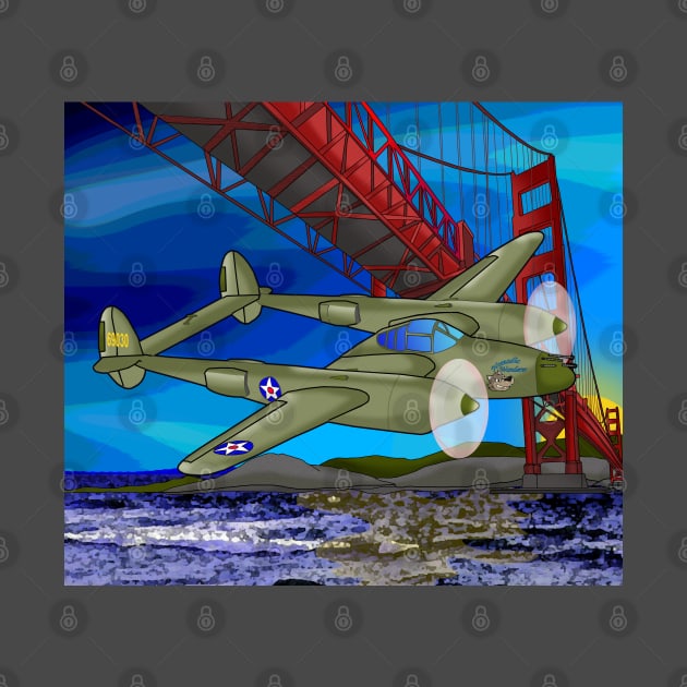 P-38 at Golden Gate by lytebound
