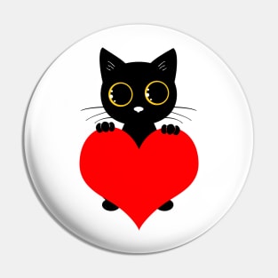 Cat Heart Valentine Pin