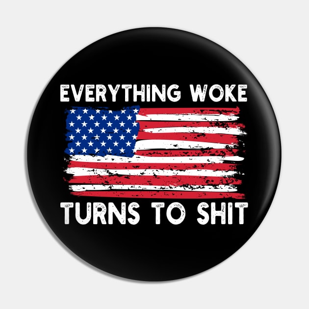 Everything Woke Turns To Shit Pin by DragonTees