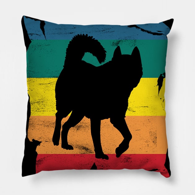 Husky Distressed Vintage Retro Silhouette Pillow by DoggyStyles