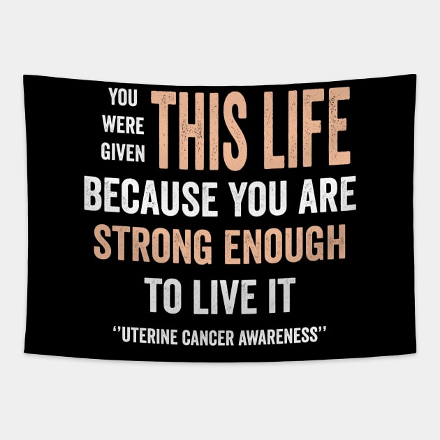 uterine cancer awareness - peach ribbon awareness - gynecological cancer awareness Tapestry by Merchpasha1