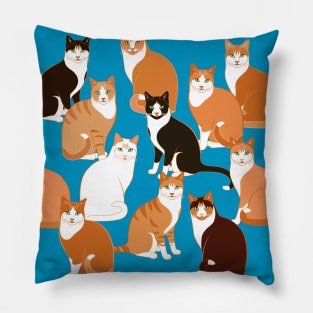 Ginger Cats Group on teal Pillow