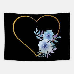 Heart with blue flowers Tapestry