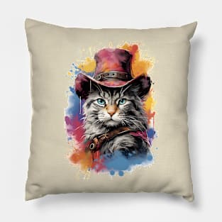 Cowboy Cat - Cat Dressed as a Cowboy Pillow