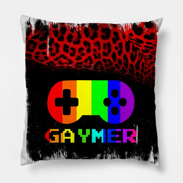 Red Cheetah Gaymer Pillow by Blood Moon Design
