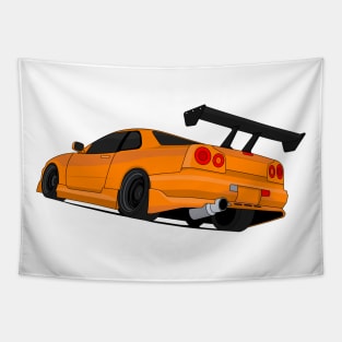 SKYLINE GTR R34 ORANGE Tapestry