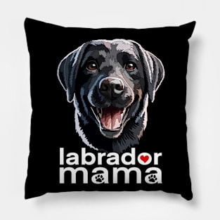 Happy Black Labrador Mama Pillow