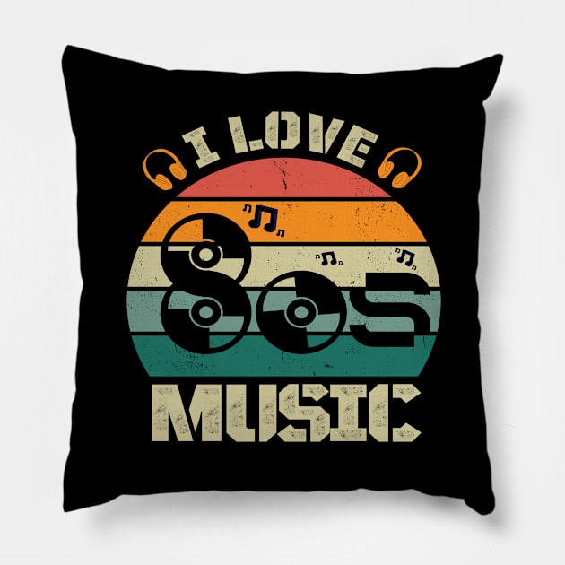 i love 80s retro music Pillow by GARGI'S