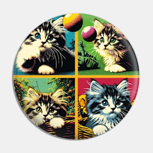 Domestic Medium Hair Pop Art - Cute Kitties Pin