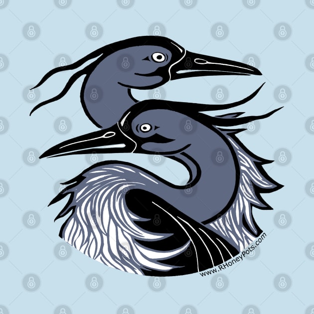 Great Blue Herons- black line by R Honey Pots