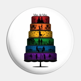 Lesbian Pride Wedding Cake with Rainbow Tiers Pin