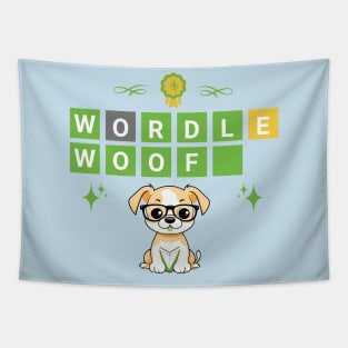 Wordle Woof Funny Puppy Dog Lover Tapestry