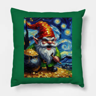 Angry Gnome in Starry Night Pillow