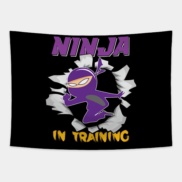 Ninja in Training Karate Gifts for Boys Kids Tapestry by aneisha