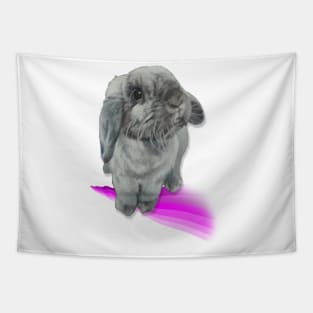 Gorgeous seal point mini lop bunny on a pastel rainbow! Tapestry