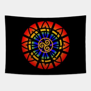 Interlaced Flower Mandal Rainbow Spiral Tapestry