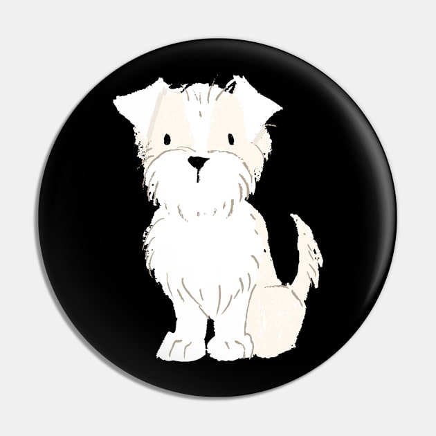 Terrier Cream White - Terrier Pin by HarrietsDogGifts