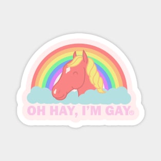 Oh Hay Im Gay - Vintage Punny LGBTQ+ Pride Horse Magnet