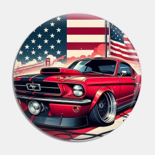 Ford Mustang and The American Flag by Gas Autos Pin