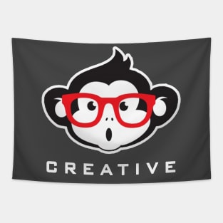 Cute Monkey With Glasses Tapestry