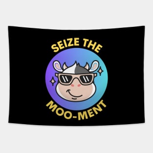 Seize The Mooment | Cute Cow Pun Tapestry