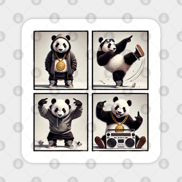 Hip-Hop Panda Photo Poses Photo Collage Magnet by UrbanLifeApparel