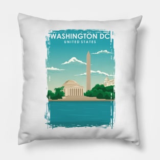 Washington DC Vintage Minimal Retro Travel Poster Pillow