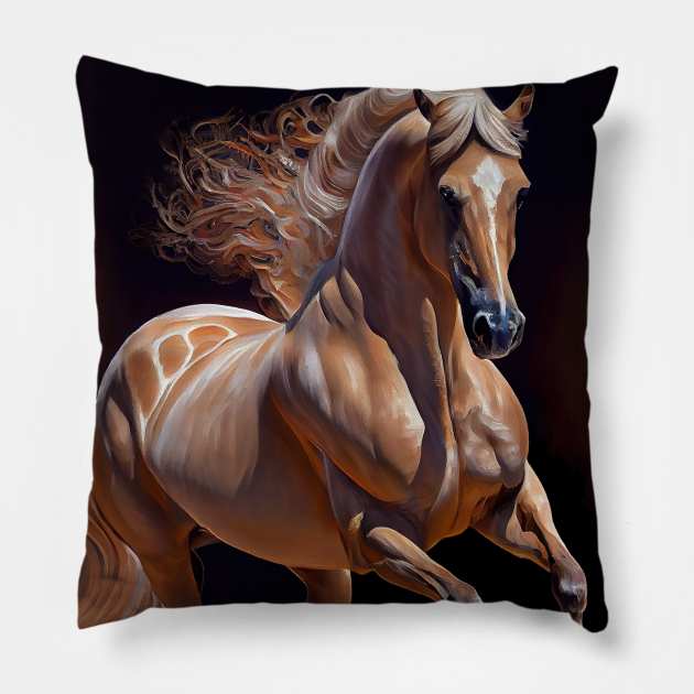 Lusitano Horse - Oil Paint Pillow by ABART BY ALEXST 