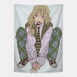 Checkered girl Tapestry